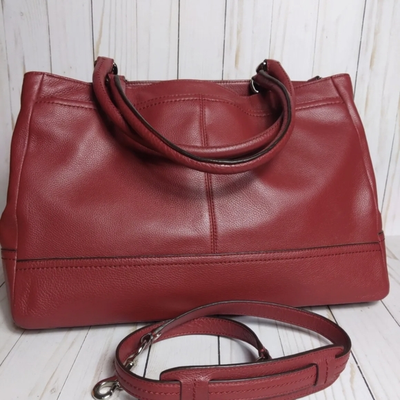 Coach F23268 Park Leather Turn Lock Satchel Tote Shoulder Bag RED WINE - Picture 5 of 6